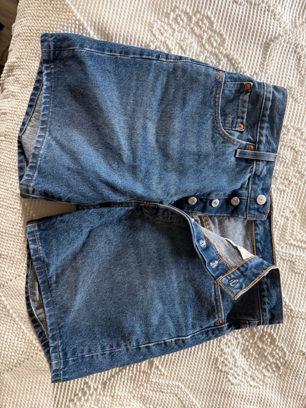 Levi's Women's Mid-Blue Denim Button-Front Jean Shorts